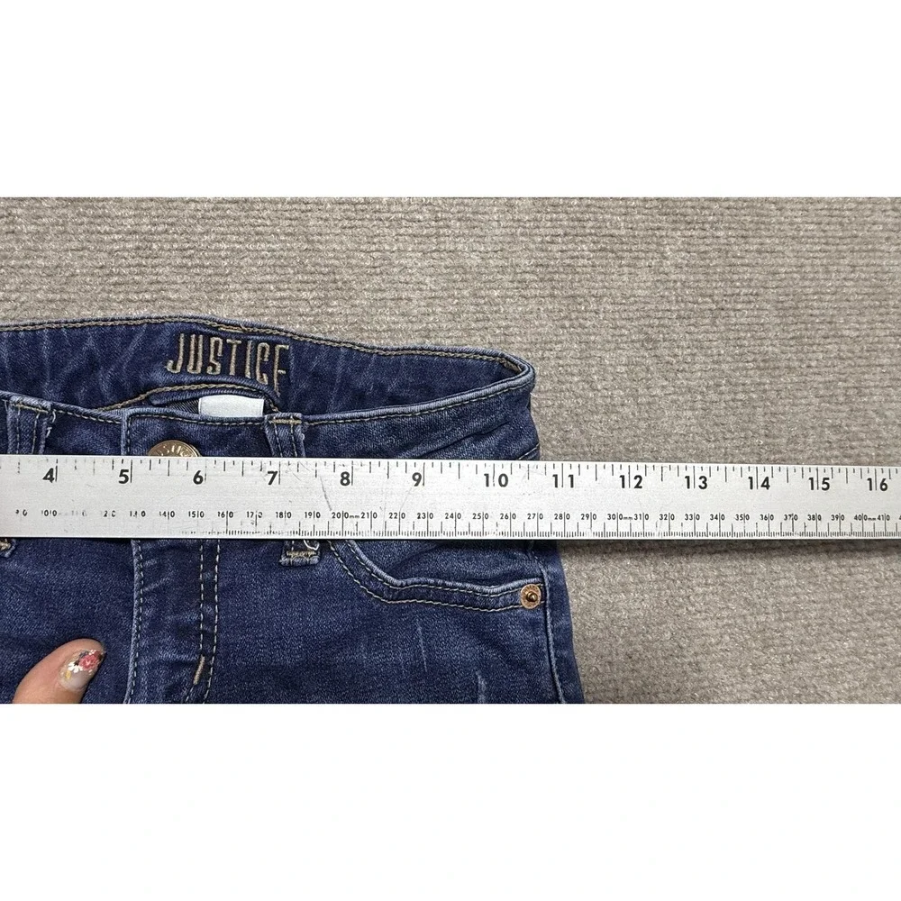 Justice Girlfriend Jeans Girls 10 Slim Blue Straight Leg Embroidered‎ Stretch